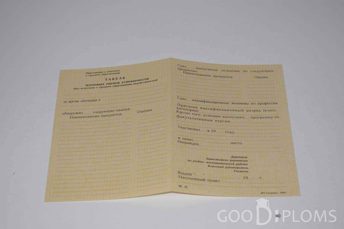 Приложение к Аттестату За 10 Класс период выдачи 1990-1993 -  Севастополь
